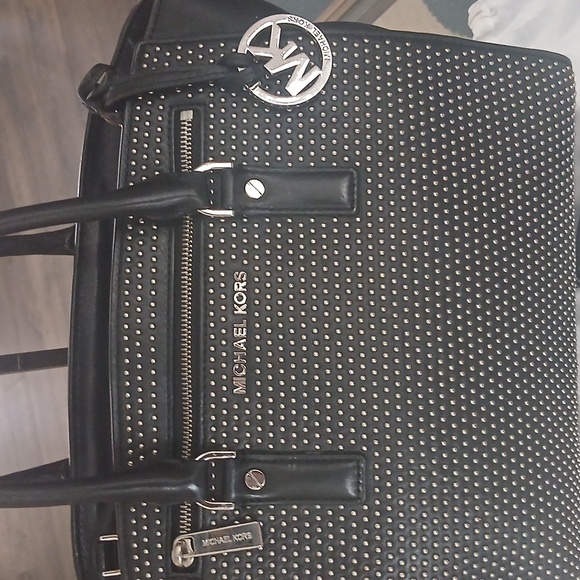 Michael Michael Kors Black Selma Mico Studded Two Way Bag - Picture 3 of 11